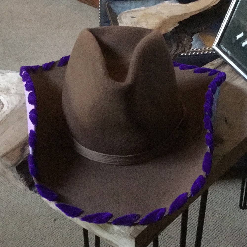 OOAK custom painted cowgirl cowboy felt western hat barrel national finals rodeo - Picture 6 of 11